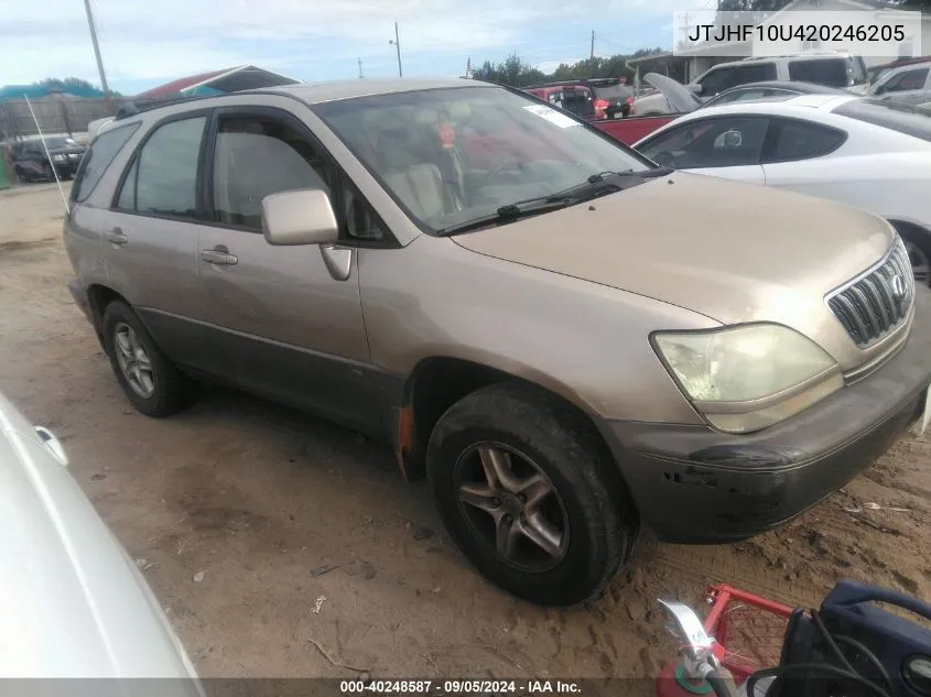 2002 Lexus Rx 300 VIN: JTJHF10U420246205 Lot: 40248587