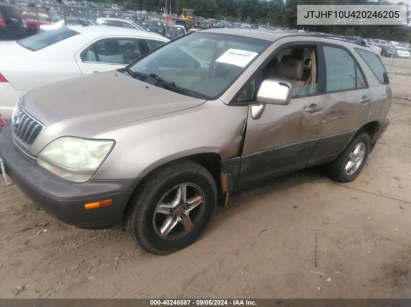 2002 Lexus Rx 300 VIN: JTJHF10U420246205 Lot: 40248587