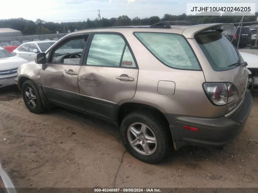 2002 Lexus Rx 300 VIN: JTJHF10U420246205 Lot: 40248587