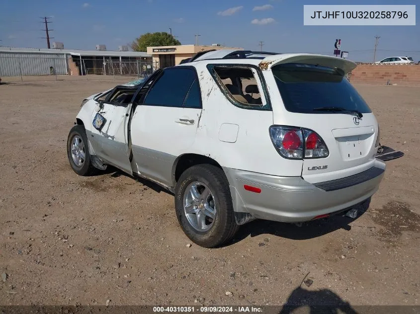 2002 Lexus Rx 300 VIN: JTJHF10U320258796 Lot: 40310351