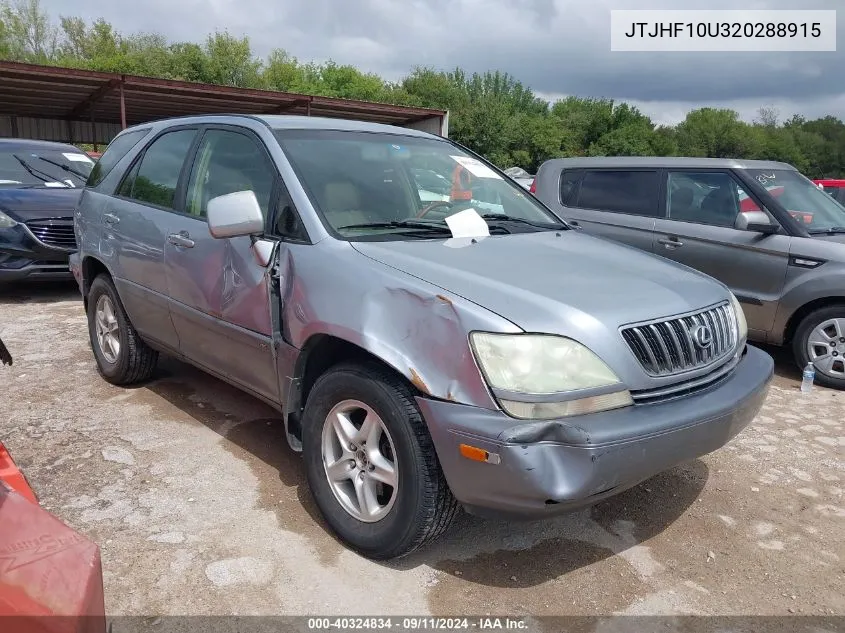 2002 Lexus Rx 300 300 VIN: JTJHF10U320288915 Lot: 40324834