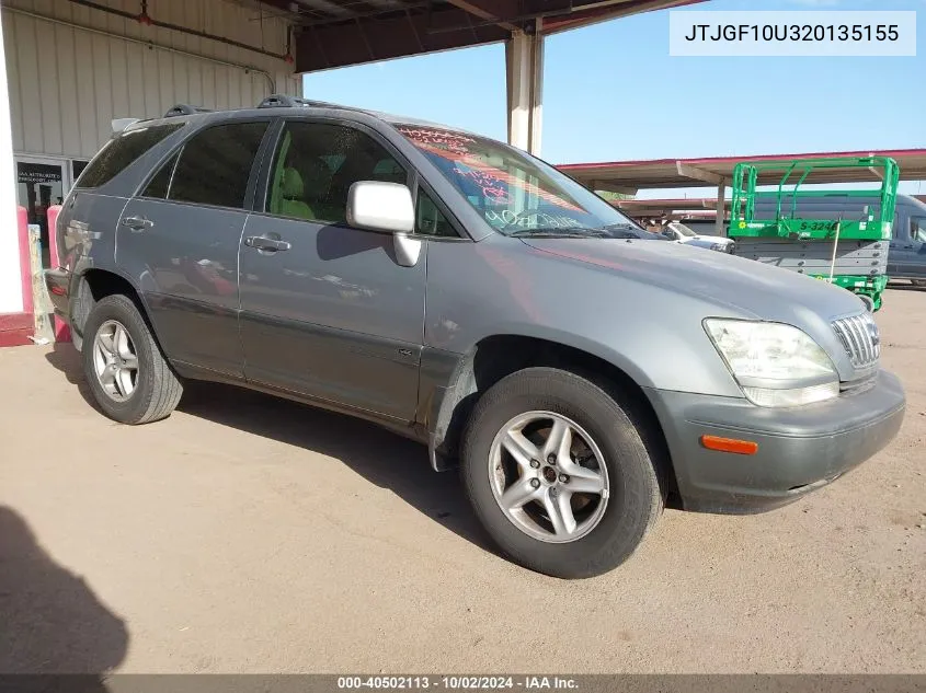 2002 Lexus Rx 300 VIN: JTJGF10U320135155 Lot: 40502113