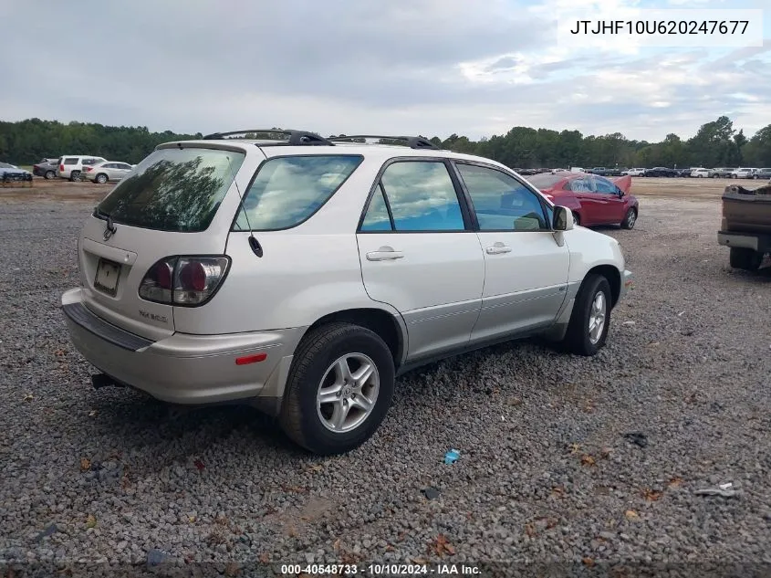 2002 Lexus Rx 300 VIN: JTJHF10U620247677 Lot: 40548733