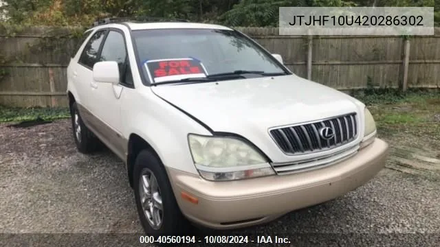 2002 Lexus Rx 300 VIN: JTJHF10U420286302 Lot: 40560194