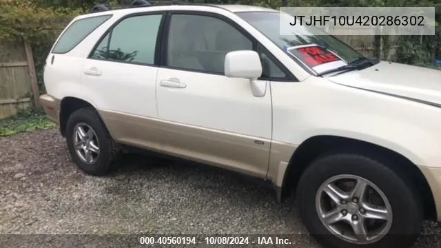 2002 Lexus Rx 300 VIN: JTJHF10U420286302 Lot: 40560194