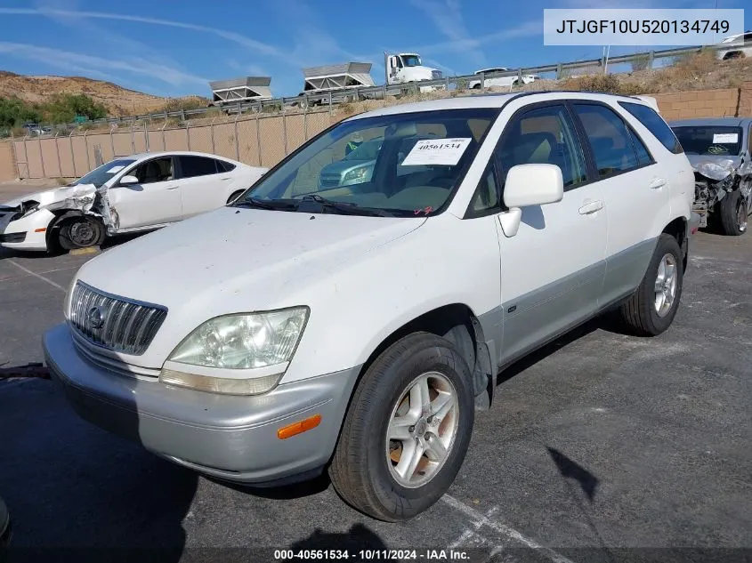 2002 Lexus Rx 300 300 VIN: JTJGF10U520134749 Lot: 40561534