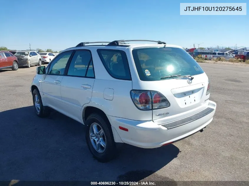 2002 Lexus Rx 300 VIN: JTJHF10U120275645 Lot: 40696230