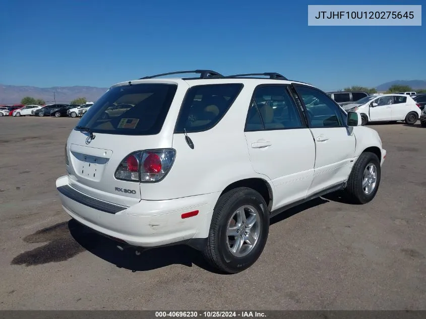 2002 Lexus Rx 300 VIN: JTJHF10U120275645 Lot: 40696230