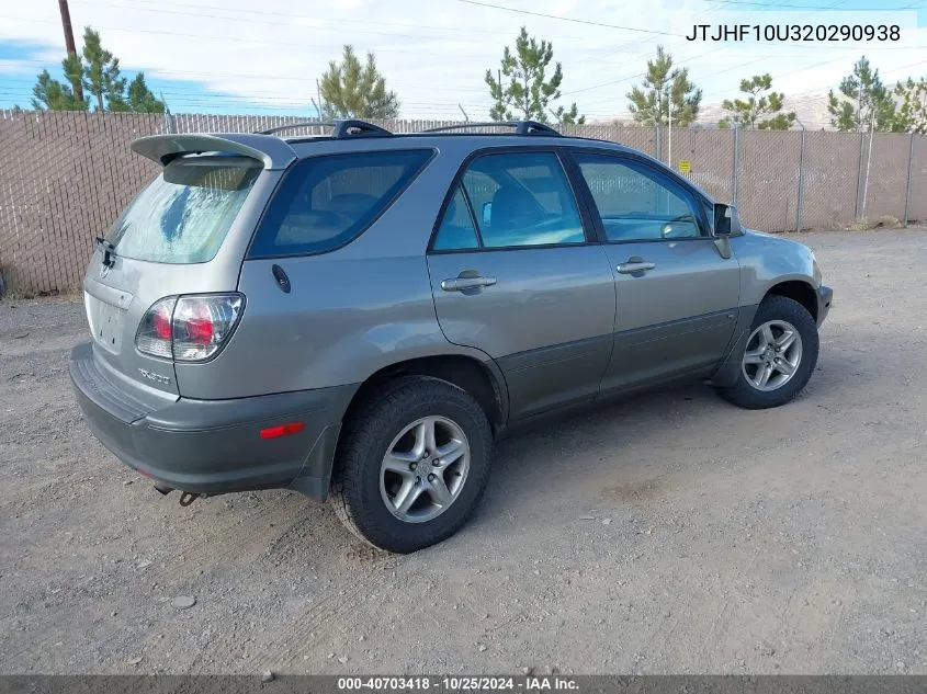 2002 Lexus Rx 300 VIN: JTJHF10U320290938 Lot: 40703418