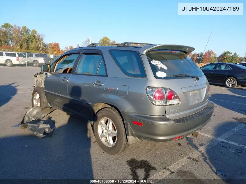 2002 Lexus Rx 300 VIN: JTJHF10U420247189 Lot: 40709358