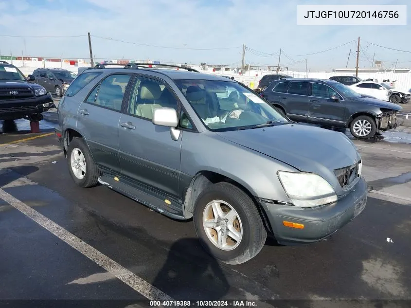 2002 Lexus Rx 300 VIN: JTJGF10U720146756 Lot: 40719388