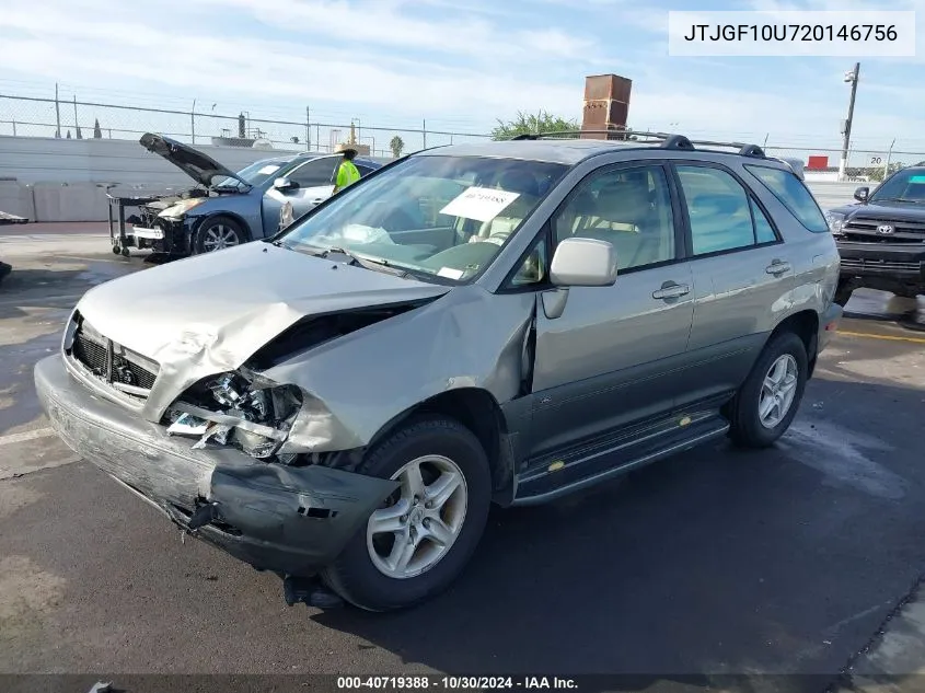 2002 Lexus Rx 300 VIN: JTJGF10U720146756 Lot: 40719388