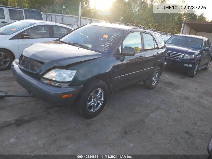 2002 Lexus Rx 300 VIN: JTJHF10U020237226 Lot: 40834889