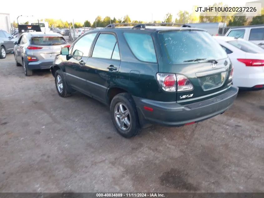 2002 Lexus Rx 300 VIN: JTJHF10U020237226 Lot: 40834889