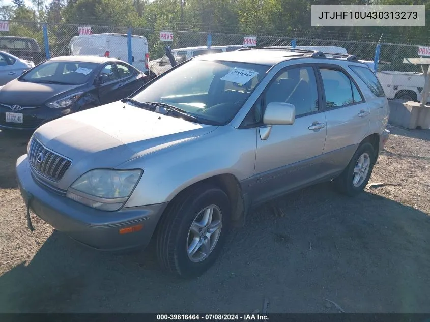 2003 Lexus Rx 300 VIN: JTJHF10U430313273 Lot: 39816464