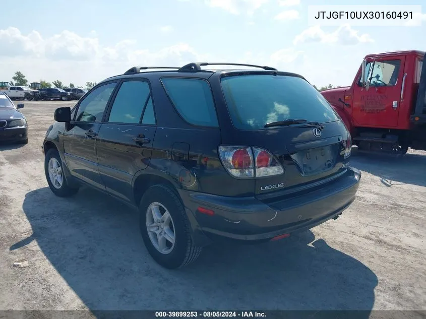 2003 Lexus Rx 300 VIN: JTJGF10UX30160491 Lot: 39899253