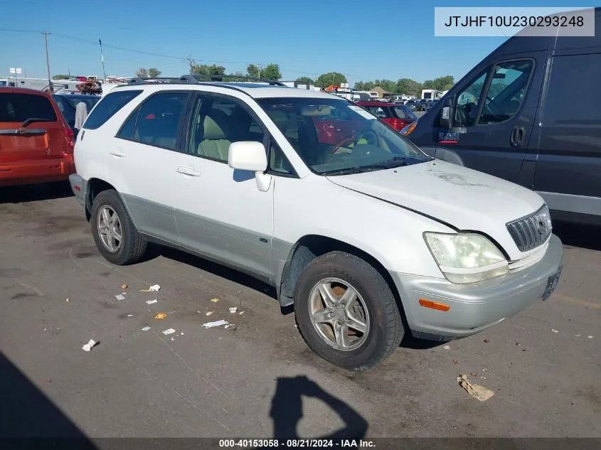 2003 Lexus Rx 300 VIN: JTJHF10U230293248 Lot: 40153058