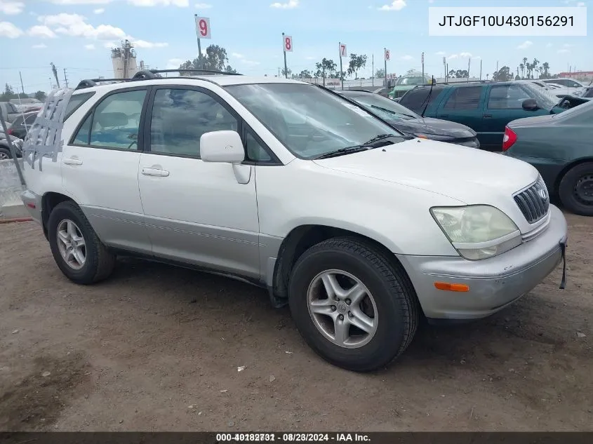 2003 Lexus Rx 300 VIN: JTJGF10U430156291 Lot: 40182731