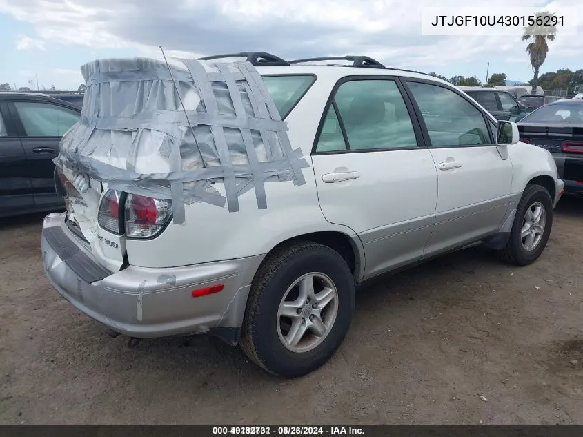 2003 Lexus Rx 300 VIN: JTJGF10U430156291 Lot: 40182731