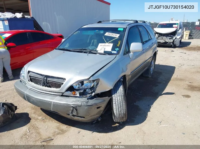 2003 Lexus Rx 300 VIN: JTJGF10U730154020 Lot: 40406801