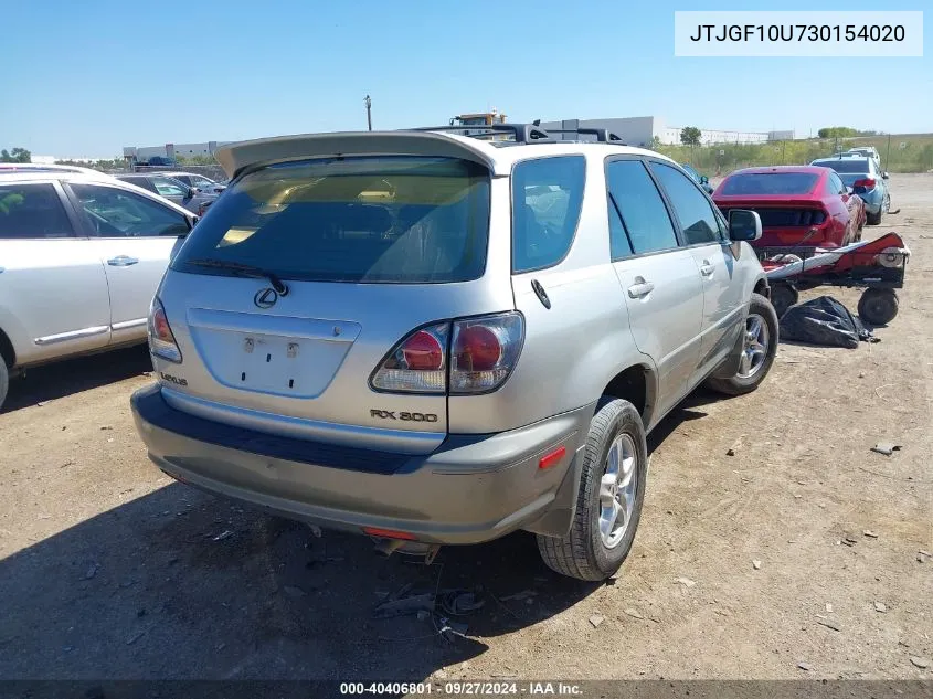 2003 Lexus Rx 300 VIN: JTJGF10U730154020 Lot: 40406801