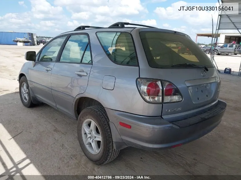 2003 Lexus Rx 300 VIN: JTJGF10U330156041 Lot: 40412786