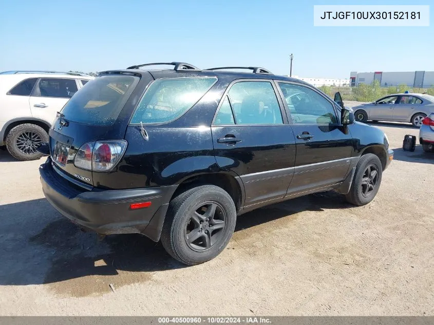 2003 Lexus Rx 300 VIN: JTJGF10UX30152181 Lot: 40500960