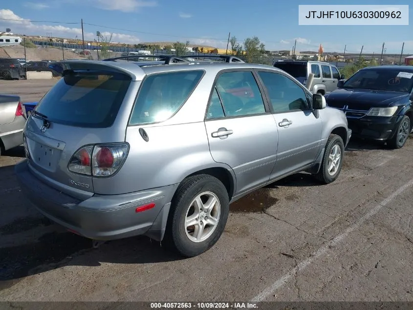 2003 Lexus Rx 300 VIN: JTJHF10U630300962 Lot: 40572563