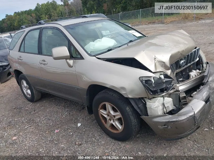 2003 Lexus Rx 300 VIN: JTJGF10U230150697 Lot: 40611249