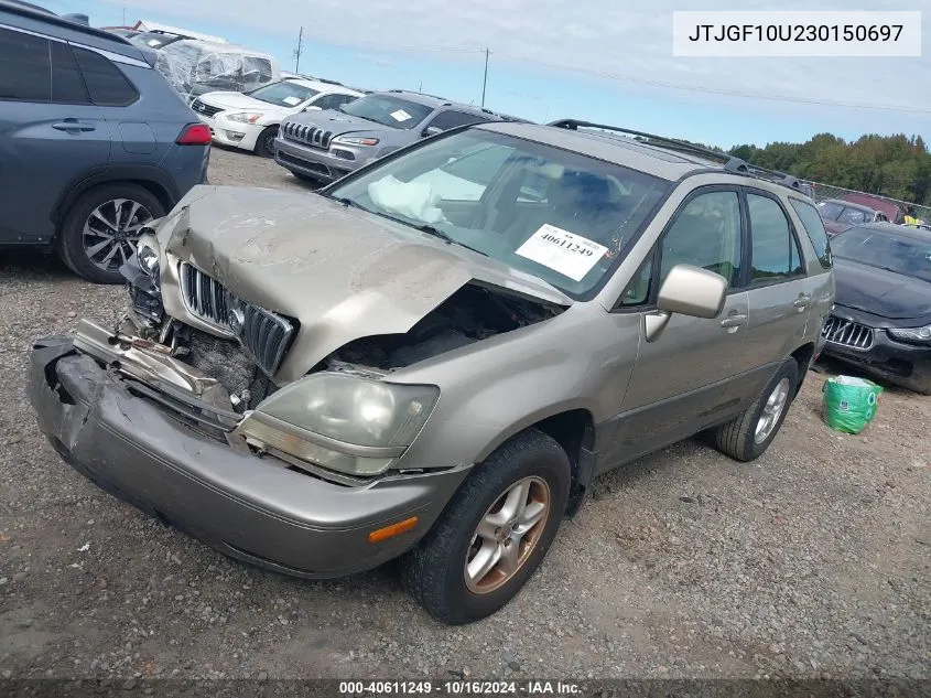 2003 Lexus Rx 300 VIN: JTJGF10U230150697 Lot: 40611249