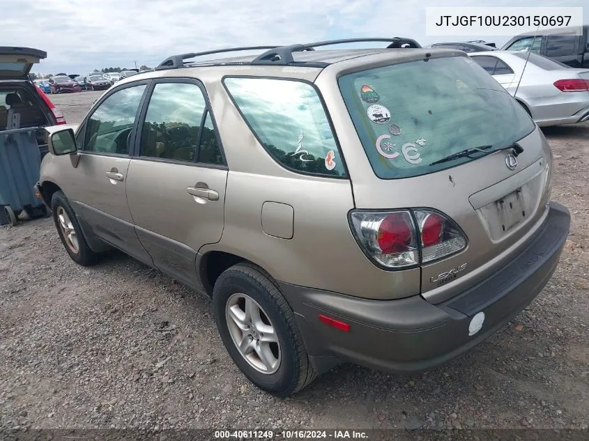 2003 Lexus Rx 300 VIN: JTJGF10U230150697 Lot: 40611249