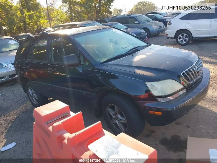 2003 Lexus Rx 300 Base (A4) VIN: JTJHF10U530298265 Lot: 40697297