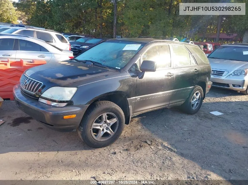 2003 Lexus Rx 300 Base (A4) VIN: JTJHF10U530298265 Lot: 40697297