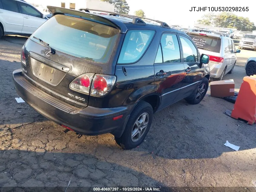 2003 Lexus Rx 300 Base (A4) VIN: JTJHF10U530298265 Lot: 40697297