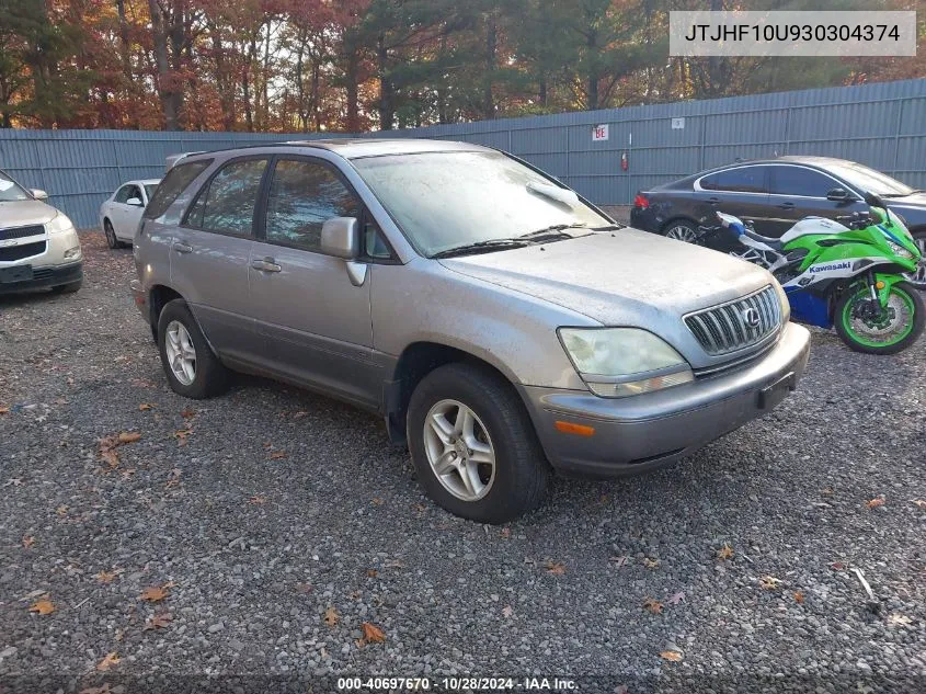 2003 Lexus Rx 300 VIN: JTJHF10U930304374 Lot: 40697670