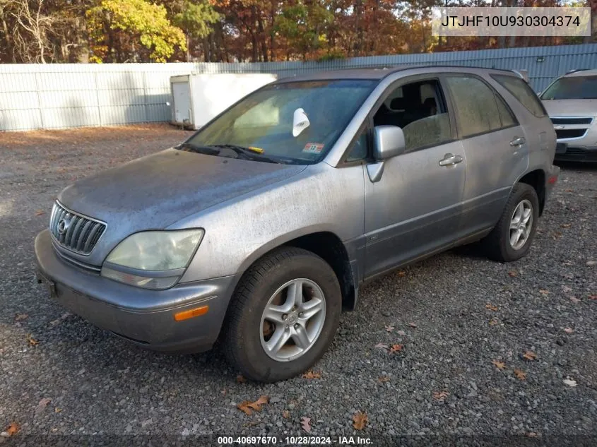 2003 Lexus Rx 300 VIN: JTJHF10U930304374 Lot: 40697670