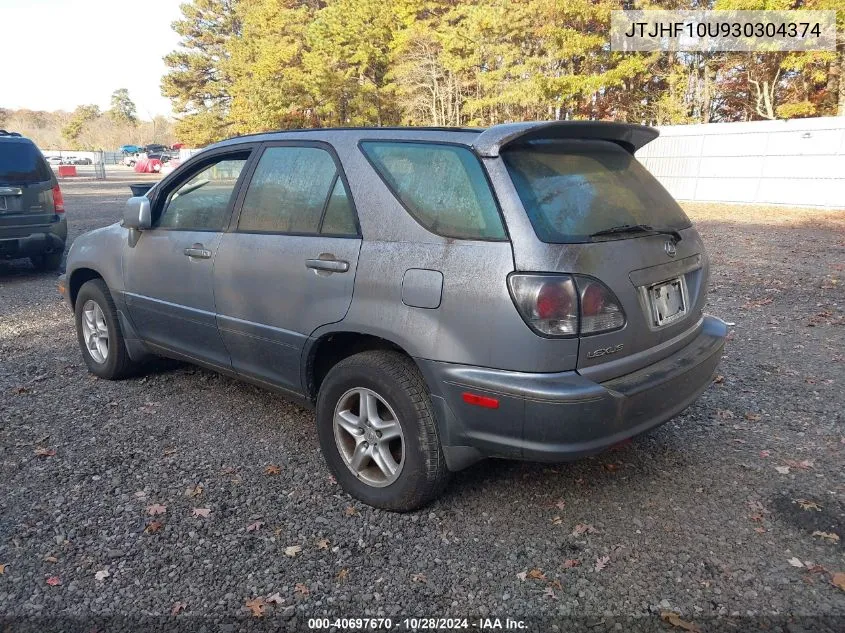 2003 Lexus Rx 300 VIN: JTJHF10U930304374 Lot: 40697670