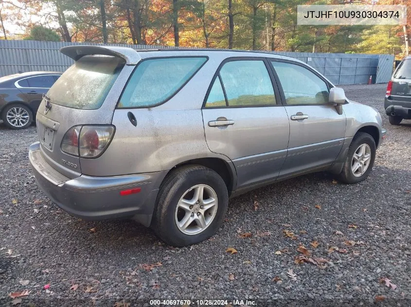 2003 Lexus Rx 300 VIN: JTJHF10U930304374 Lot: 40697670