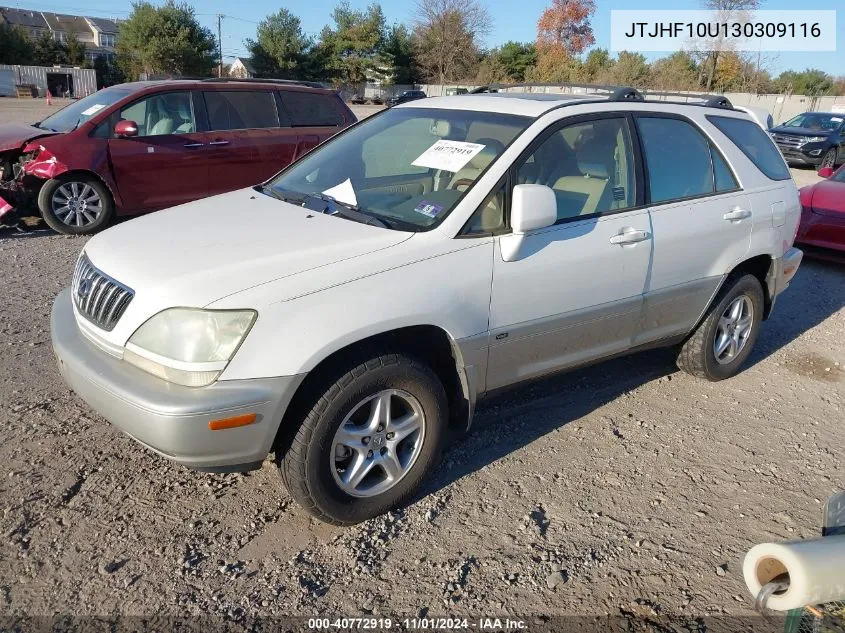 2003 Lexus Rx 300 VIN: JTJHF10U130309116 Lot: 40772919