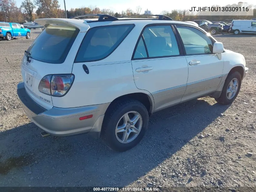 2003 Lexus Rx 300 VIN: JTJHF10U130309116 Lot: 40772919