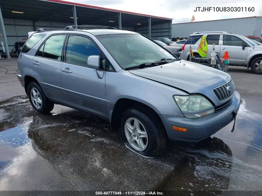 2003 Lexus Rx 300 VIN: JTJHF10U830301160 Lot: 40777049