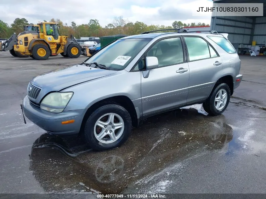 2003 Lexus Rx 300 VIN: JTJHF10U830301160 Lot: 40777049