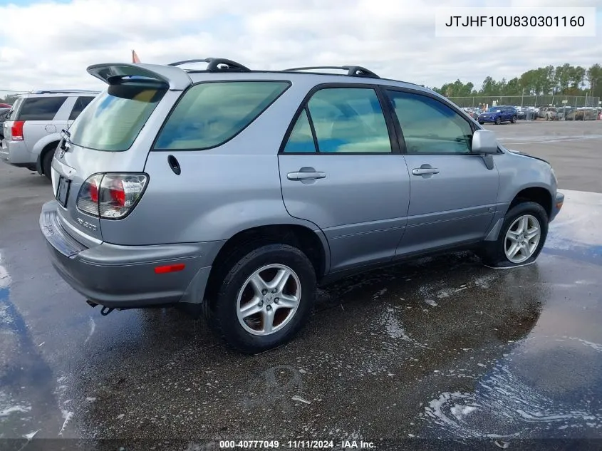 2003 Lexus Rx 300 VIN: JTJHF10U830301160 Lot: 40777049