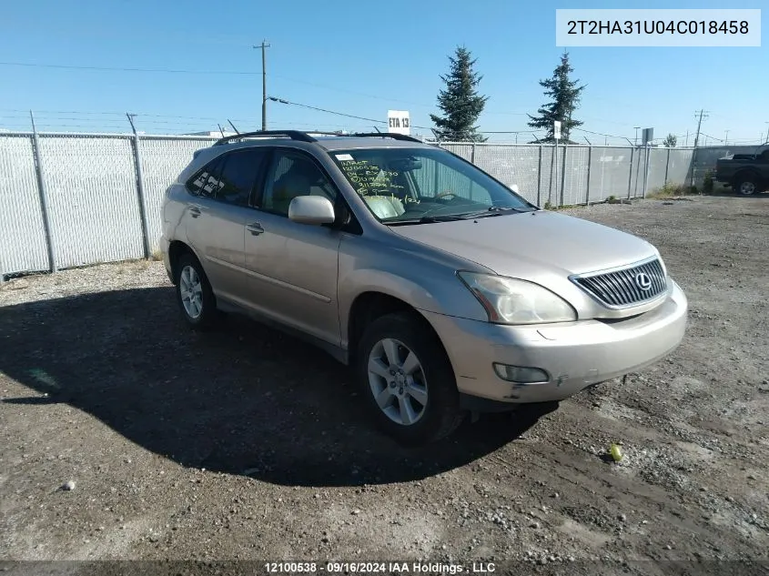 2004 Lexus Rx 330 VIN: 2T2HA31U04C018458 Lot: 12100538