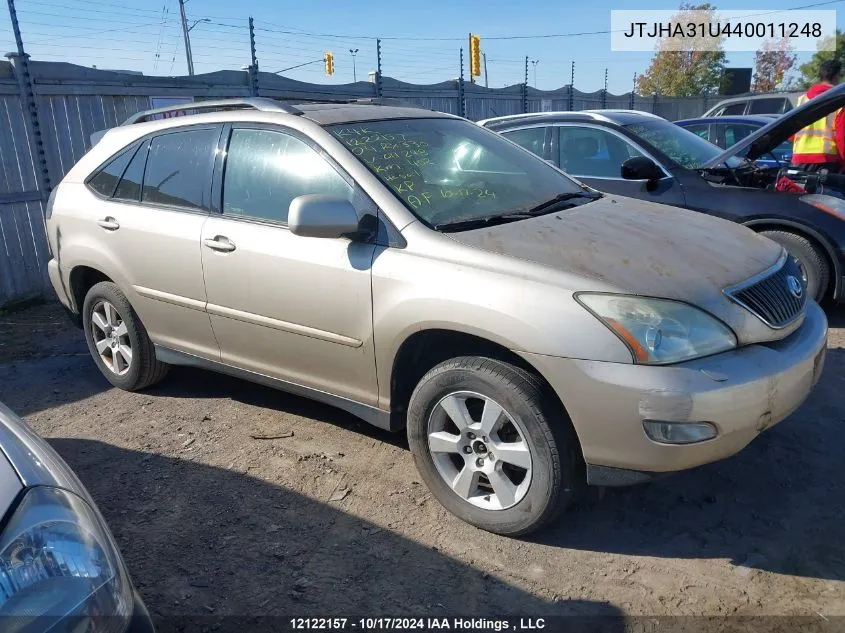 2004 Lexus Rx 330 VIN: JTJHA31U440011248 Lot: 12122157