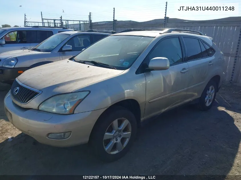 2004 Lexus Rx 330 VIN: JTJHA31U440011248 Lot: 12122157