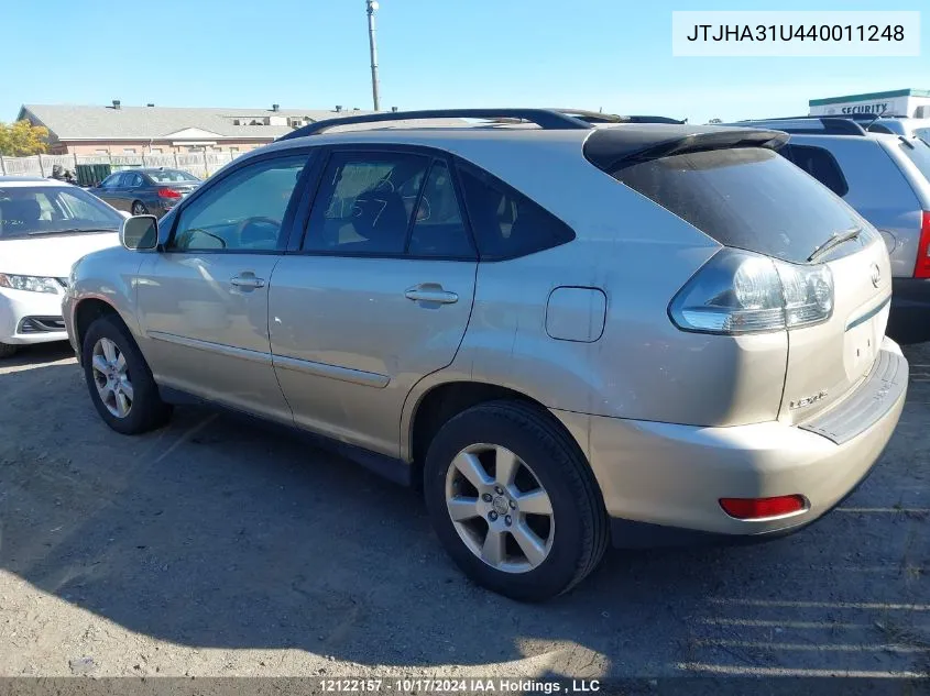 2004 Lexus Rx 330 VIN: JTJHA31U440011248 Lot: 12122157