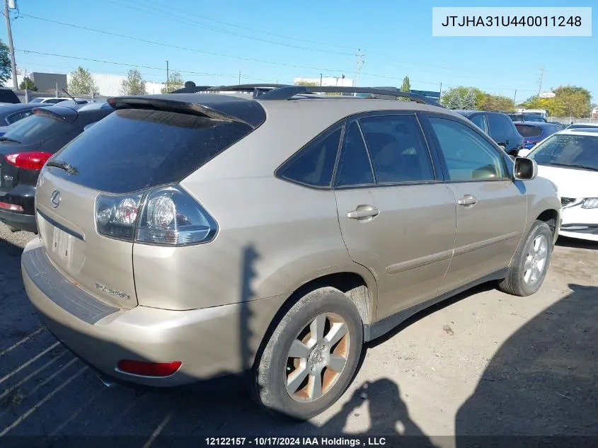 2004 Lexus Rx 330 VIN: JTJHA31U440011248 Lot: 12122157