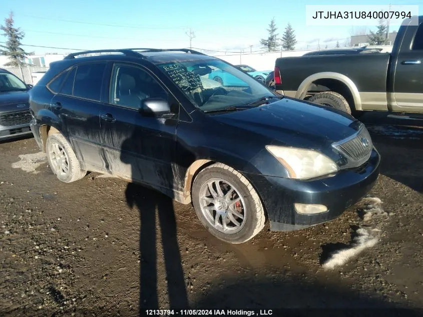 2004 Lexus Rx 330 VIN: JTJHA31U840007994 Lot: 12133794