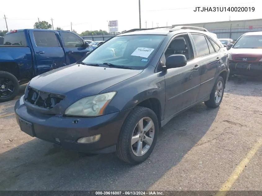 2004 Lexus Rx 330 VIN: JTJHA31U140020019 Lot: 39616007